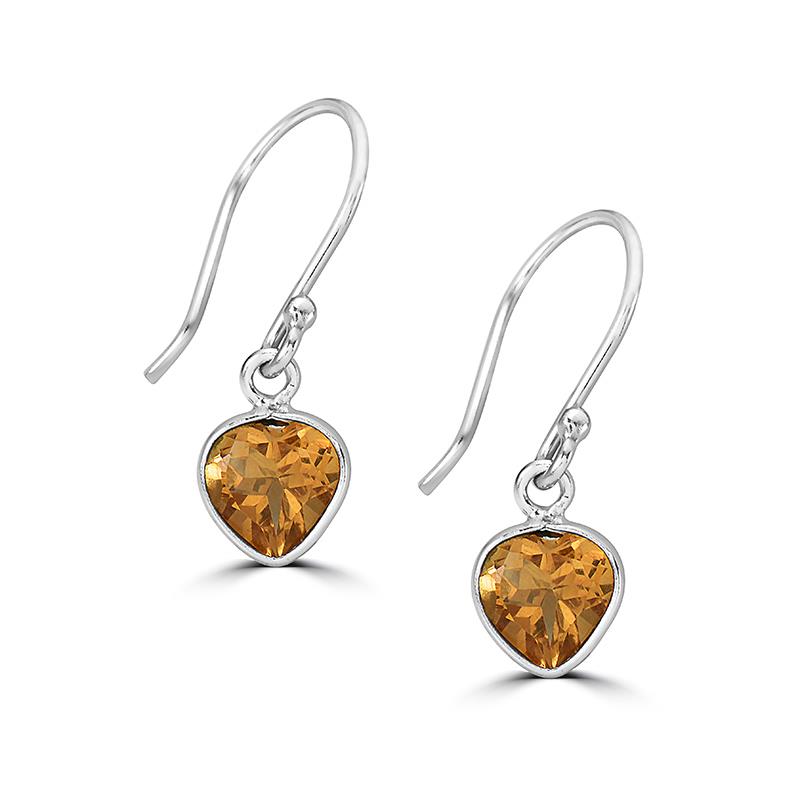 Citrine Heart Drop Earrings